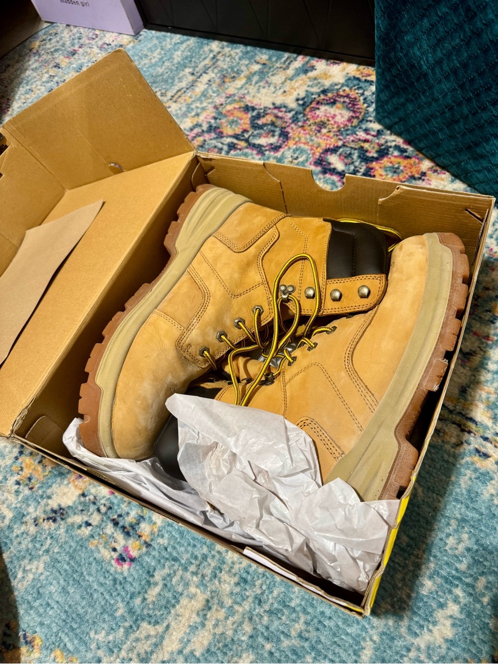 Men's Tan Work Boots with Padded Collar